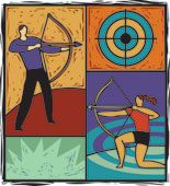 man and woman archer